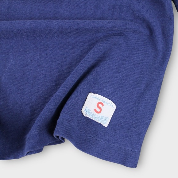 1960s Champion Marquette University Football Shirt 3/4 Sleeve Blue Sz S Rare USA - Picture 3 of 6